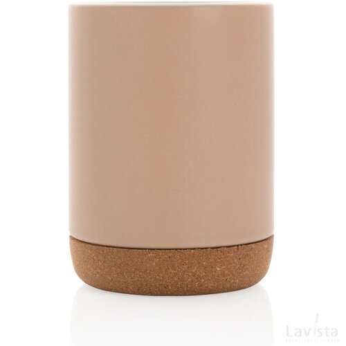 Keramische mok met kurken bodem 280 ml bruin