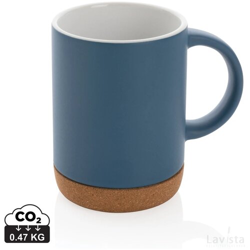 Keramische mok met kurken bodem 280 ml blauw