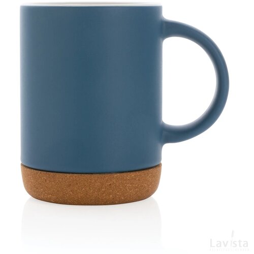 Keramische mok met kurken bodem 280 ml blauw