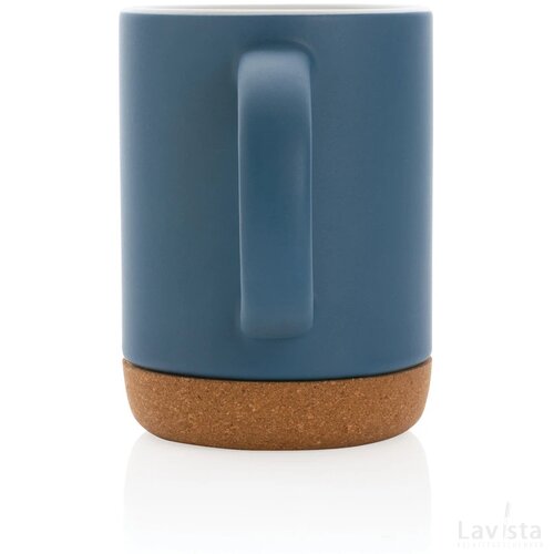 Keramische mok met kurken bodem 280 ml blauw