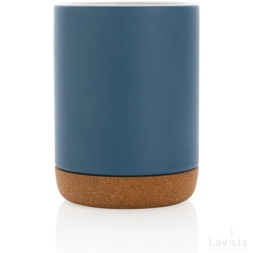 Keramische mok met kurken bodem 280 ml blauw