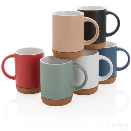 Keramische mok met kurken bodem 280 ml rood