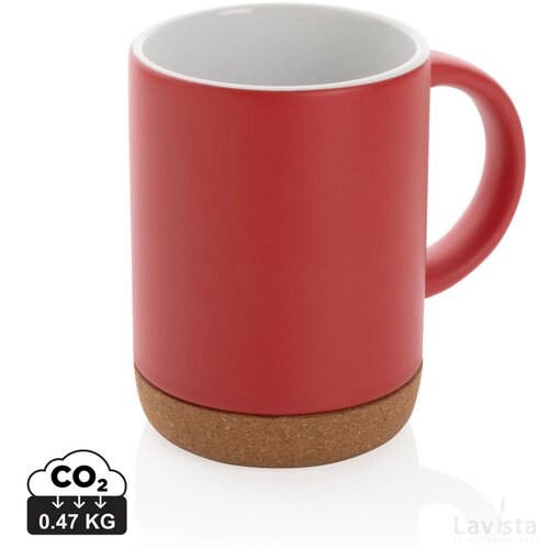 Keramische mok met kurken bodem 280 ml rood