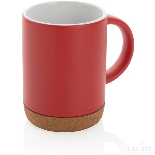 Keramische mok met kurken bodem 280 ml rood