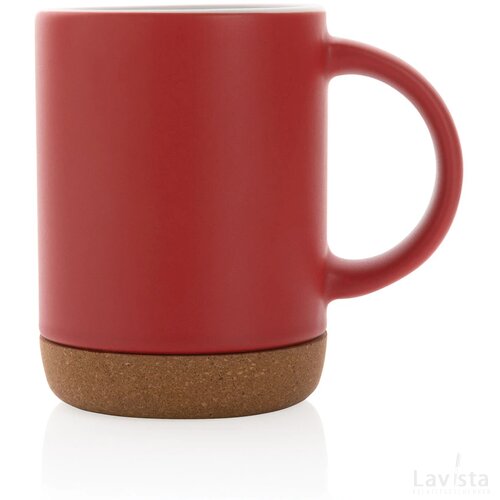 Keramische mok met kurken bodem 280 ml rood