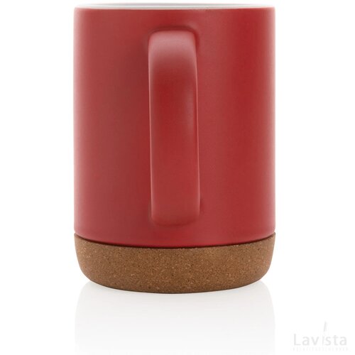 Keramische mok met kurken bodem 280 ml rood