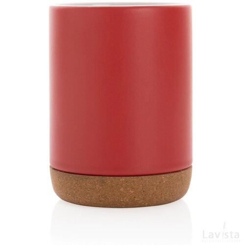 Keramische mok met kurken bodem 280 ml rood
