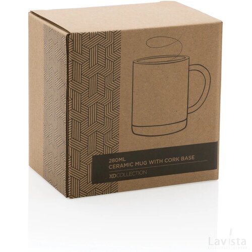 Keramische mok met kurken bodem 280 ml rood