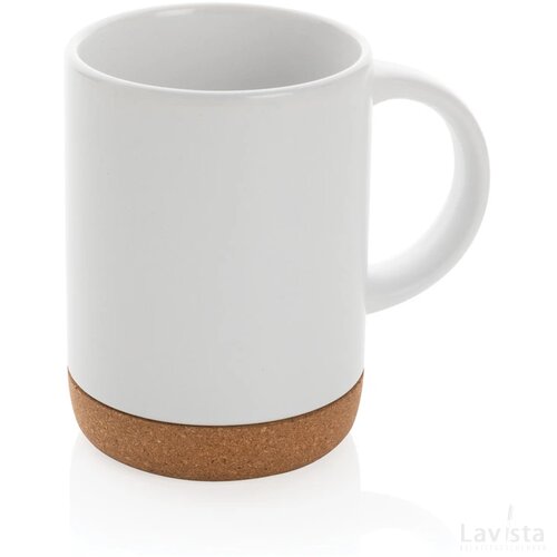 Keramische mok met kurken bodem 280 ml wit
