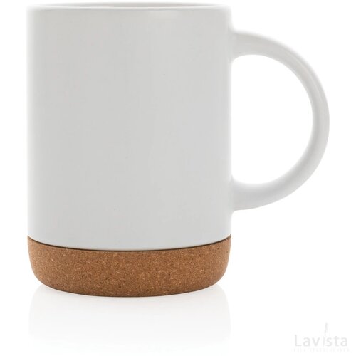 Keramische mok met kurken bodem 280 ml wit