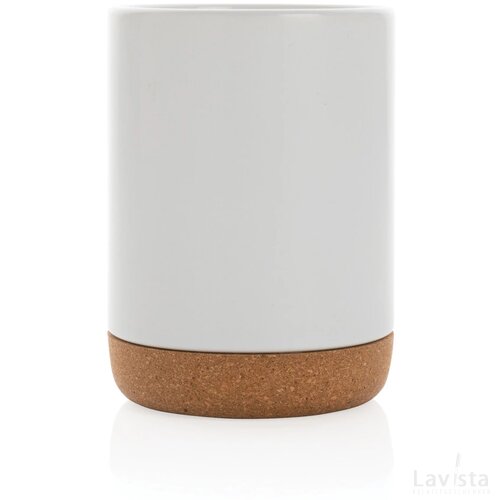 Keramische mok met kurken bodem 280 ml wit