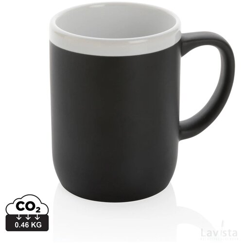 Keramische mok met witte rand 300 ml. zwart, wit