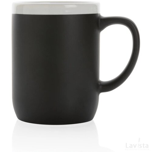 Keramische mok met witte rand 300 ml. zwart, wit