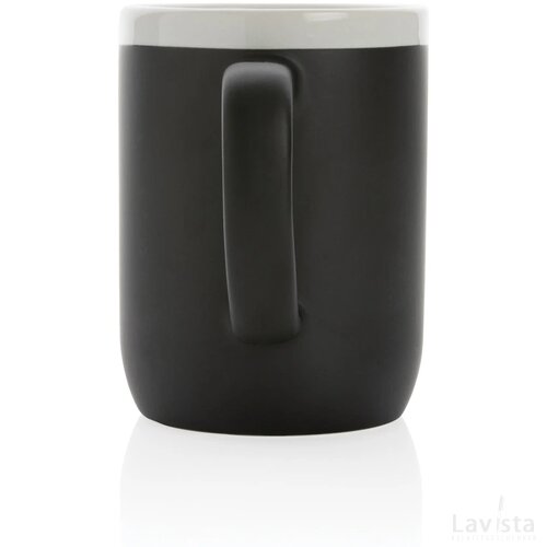 Keramische mok met witte rand 300 ml. zwart, wit