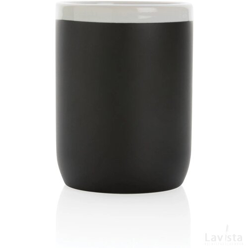 Keramische mok met witte rand 300 ml. zwart, wit