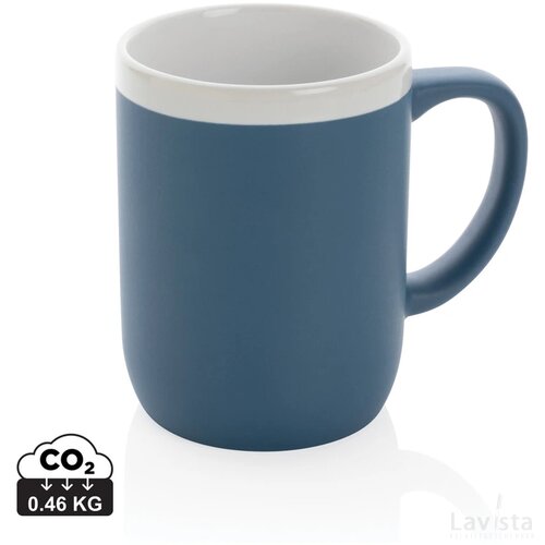 Keramische mok met witte rand 300 ml. blauw, wit