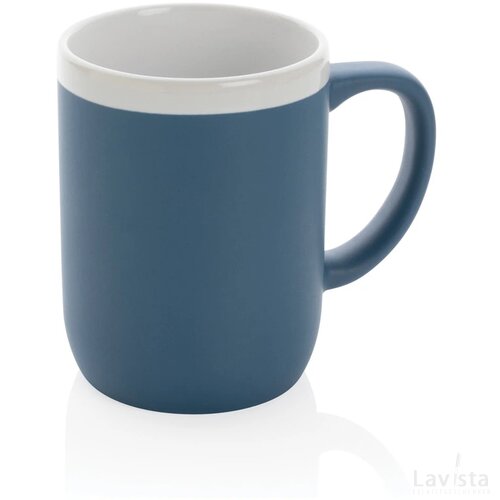 Keramische mok met witte rand 300 ml. blauw, wit