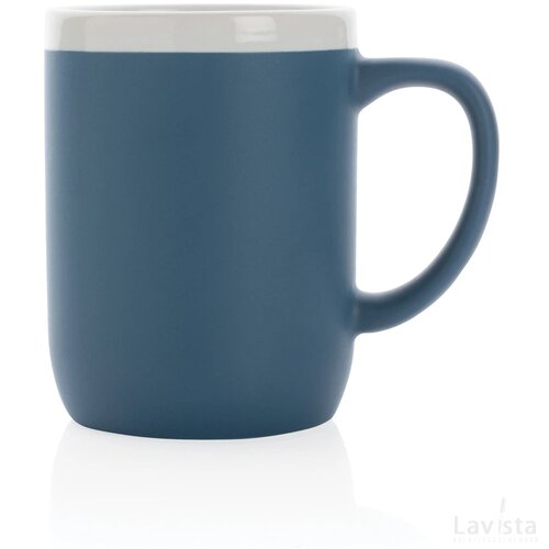 Keramische mok met witte rand 300 ml. blauw, wit