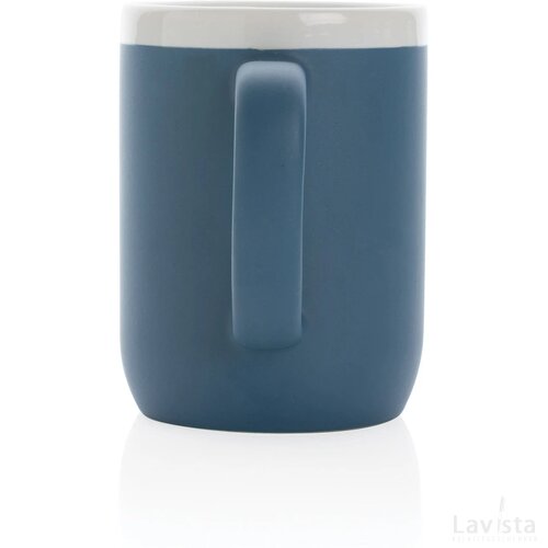 Keramische mok met witte rand 300 ml. blauw, wit