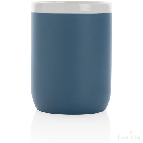 Keramische mok met witte rand 300 ml. blauw, wit