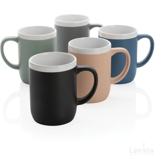 Keramische mok met witte rand 300 ml. groen, wit