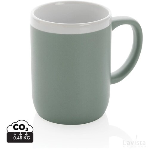 Keramische mok met witte rand 300 ml. groen, wit