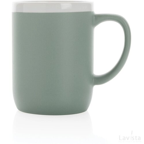 Keramische mok met witte rand 300 ml. groen, wit