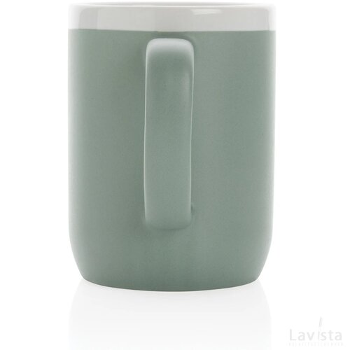 Keramische mok met witte rand 300 ml. groen, wit