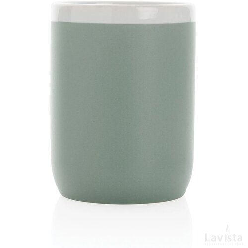 Keramische mok met witte rand 300 ml. groen, wit