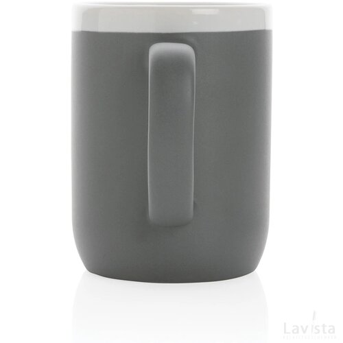 Keramische mok met witte rand 300 ml. grijs, wit