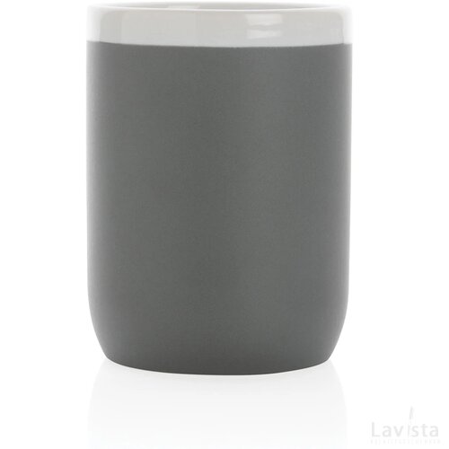 Keramische mok met witte rand 300 ml. grijs, wit
