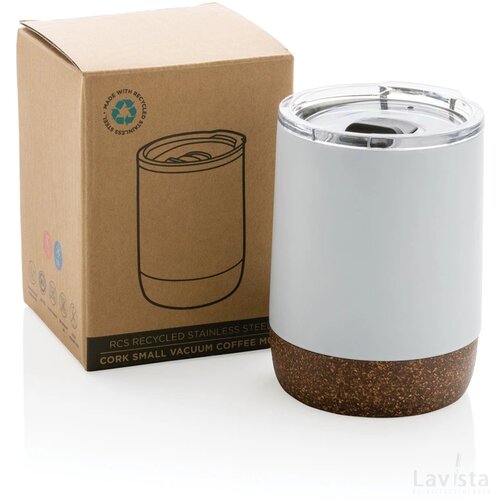 RCS gerecycled roestvrijstalen koffiebeker met kurk wit