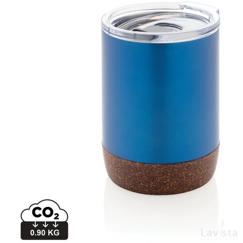RCS gerecycled roestvrijstalen koffiebeker met kurk blauw
