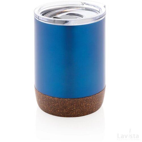RCS gerecycled roestvrijstalen koffiebeker met kurk blauw