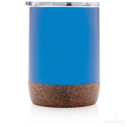 RCS gerecycled roestvrijstalen koffiebeker met kurk blauw