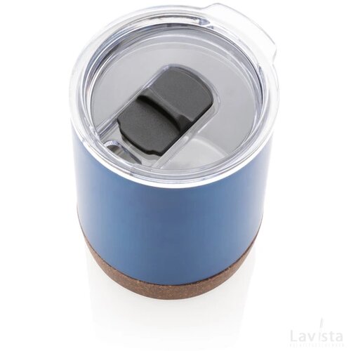 RCS gerecycled roestvrijstalen koffiebeker met kurk blauw