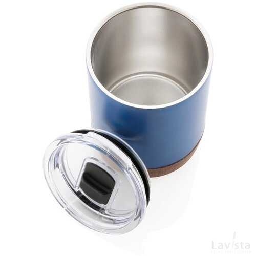 RCS gerecycled roestvrijstalen koffiebeker met kurk blauw