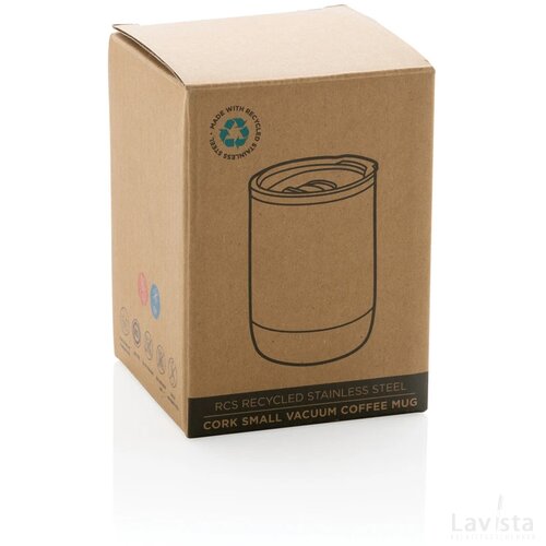 RCS gerecycled roestvrijstalen koffiebeker met kurk blauw
