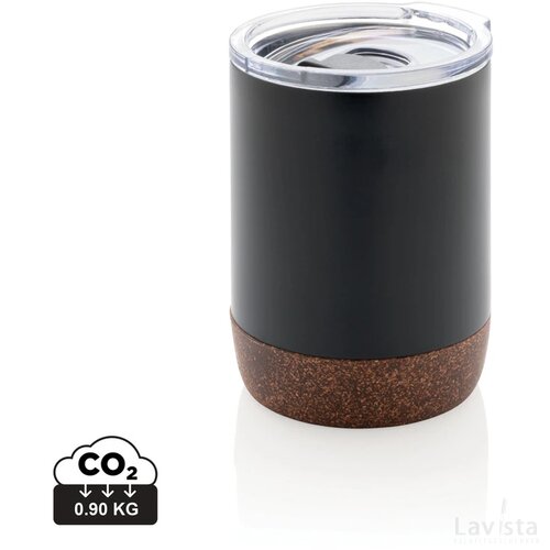 RCS gerecycled roestvrijstalen koffiebeker met kurk zwart
