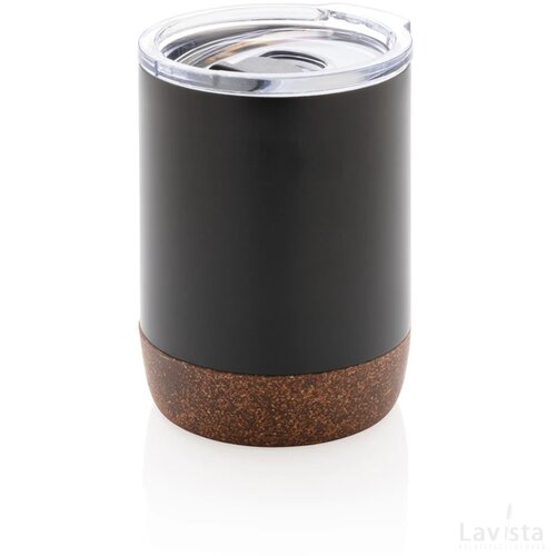 RCS gerecycled roestvrijstalen koffiebeker met kurk zwart