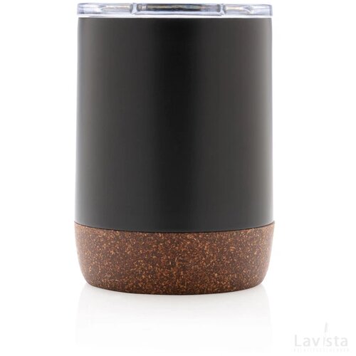 RCS gerecycled roestvrijstalen koffiebeker met kurk zwart