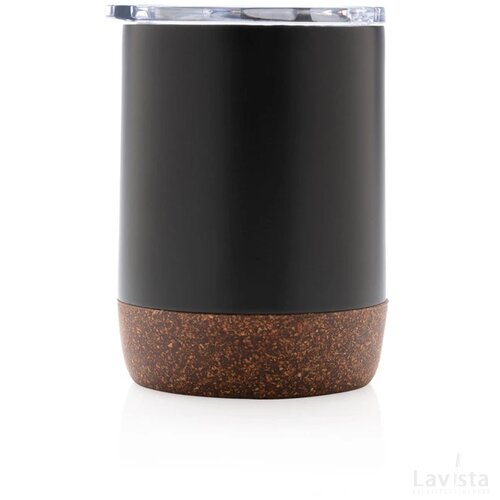 RCS gerecycled roestvrijstalen koffiebeker met kurk zwart