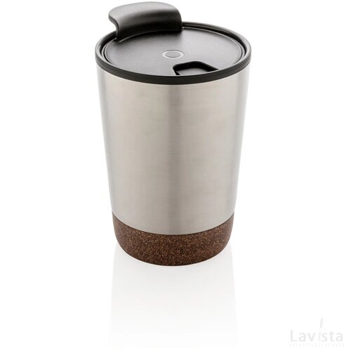 GRS gerecycled PP en roestvrijstalen kurk koffiebeker zilver