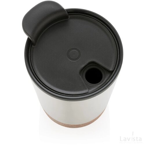 GRS gerecycled PP en roestvrijstalen kurk koffiebeker zilver