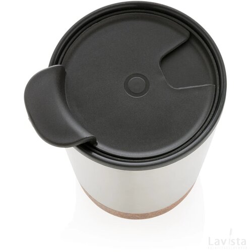 GRS gerecycled PP en roestvrijstalen kurk koffiebeker zilver