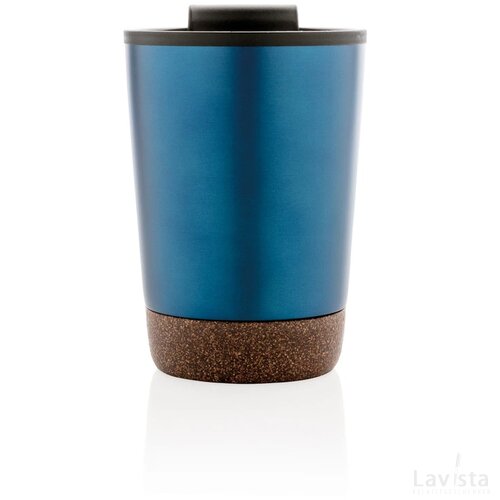 GRS gerecycled PP en roestvrijstalen kurk koffiebeker blauw