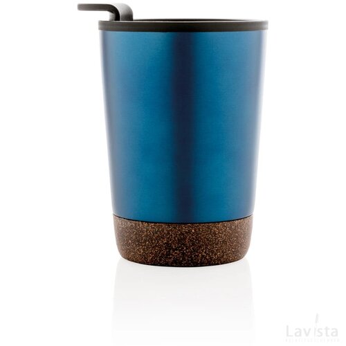 GRS gerecycled PP en roestvrijstalen kurk koffiebeker blauw