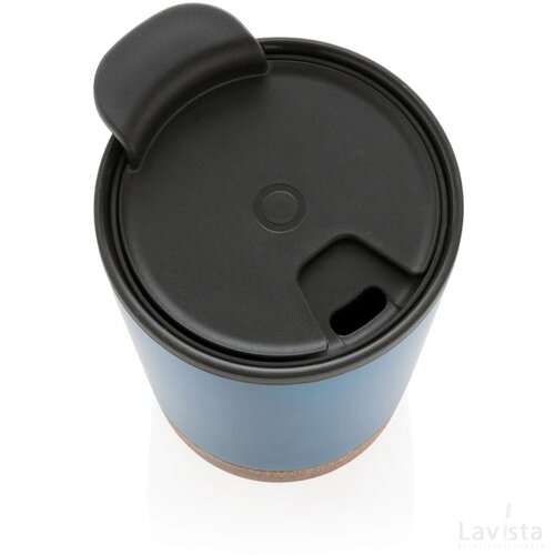 GRS gerecycled PP en roestvrijstalen kurk koffiebeker blauw