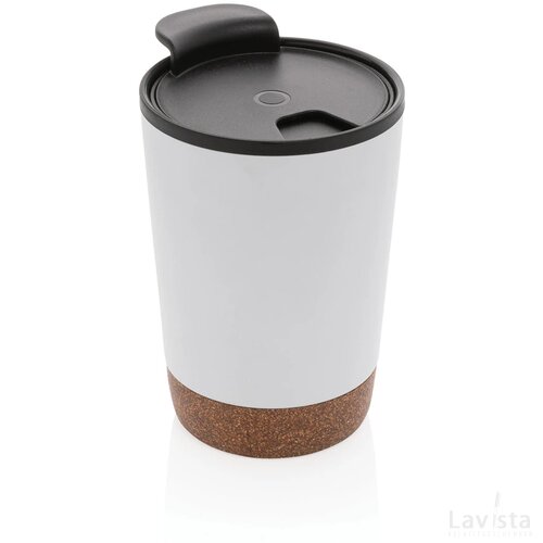 GRS gerecycled PP en roestvrijstalen kurk koffiebeker wit