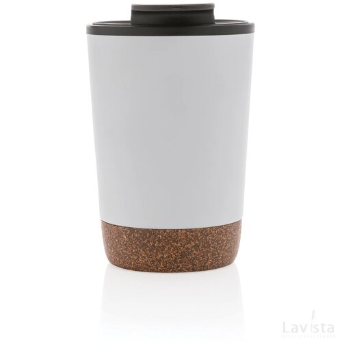 GRS gerecycled PP en roestvrijstalen kurk koffiebeker wit